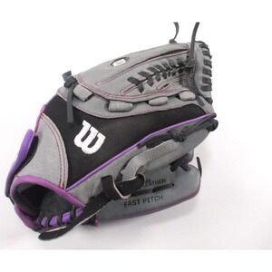 Wilson Flash Fastpitch 12" Leather Softball Glove Gray Purple A04RF1912 RHT